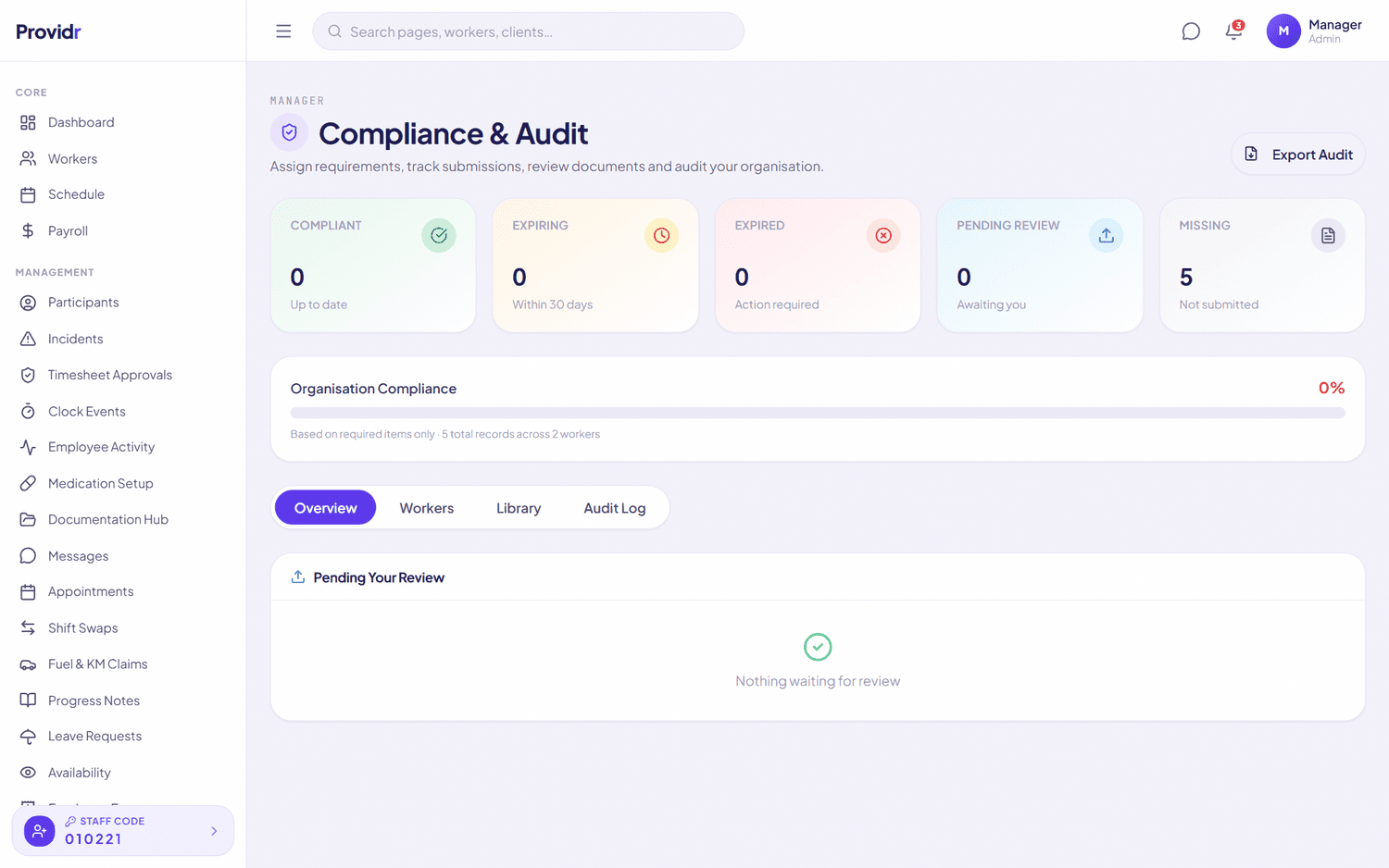 Providr compliance and documents